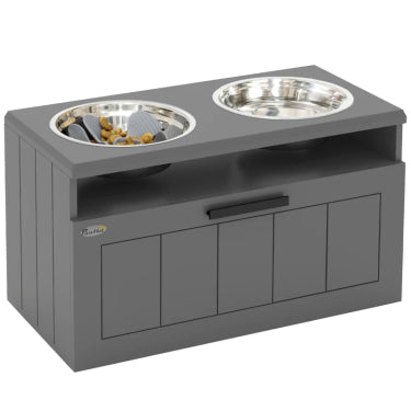 Elevated Dog Bowl Stand with Storage Drawer