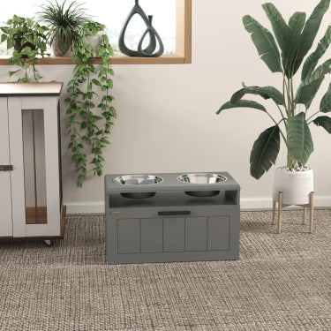 Elevated Dog Bowl Stand with Storage Drawer