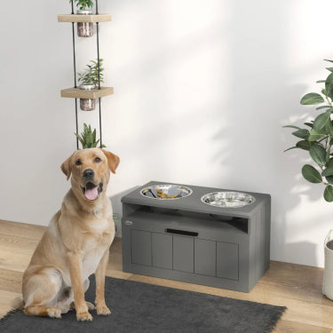 Elevated Dog Bowl Stand with Storage Drawer