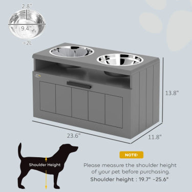 Elevated Dog Bowl Stand with Storage Drawer